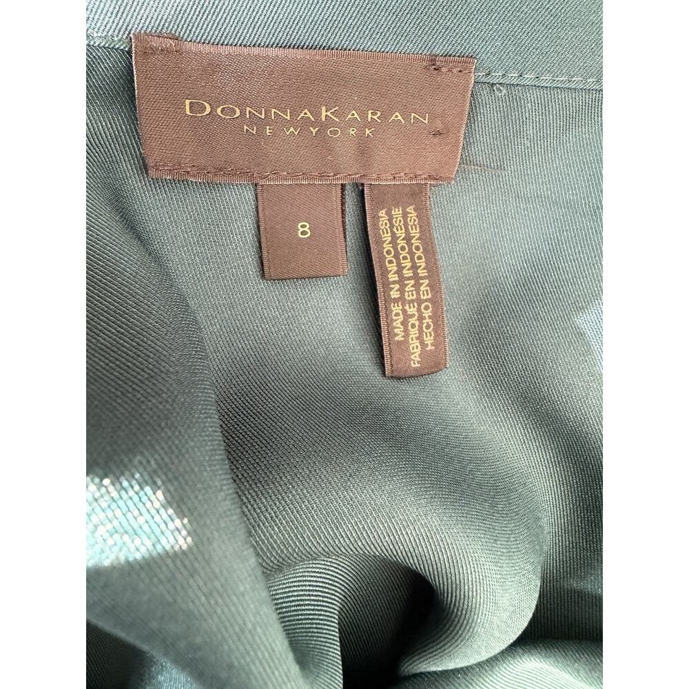 NWT Donna Karan New York Dress 8 Teal Belted Pleated Midi Shirt Dress Cocktail - Picture 3 of 10